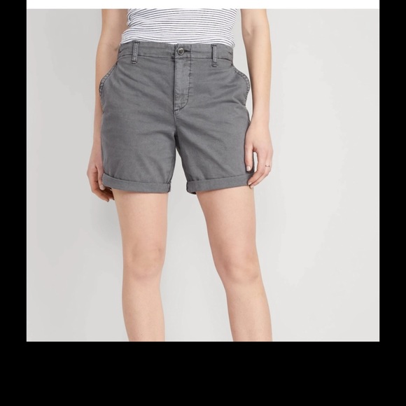 NWT OLD NAVY High-Waisted OGC Pull-On Chino Shorts -- 7-inch in: Panther S - Picture 2 of 5